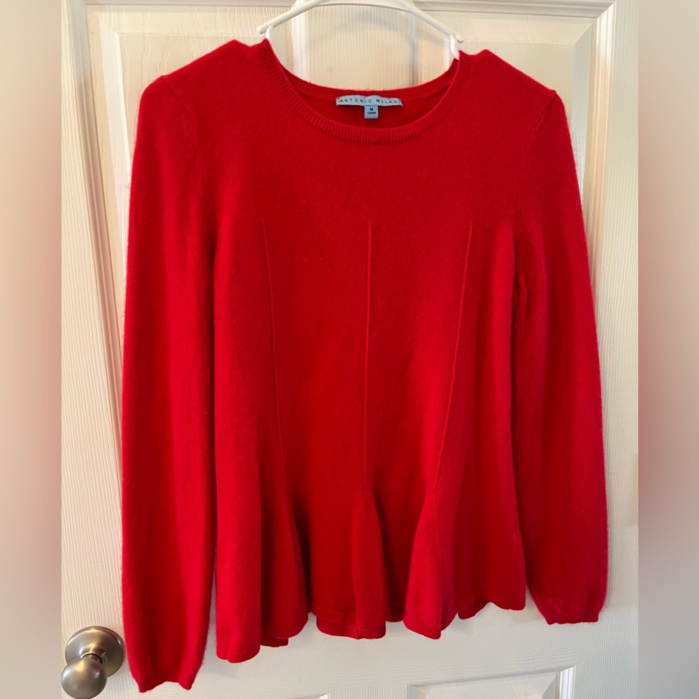 Antonio Melani Red Cashmere Long Sleeve Top